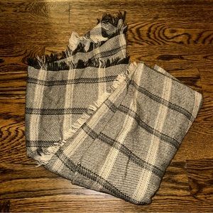 Madewell Plaid Scarf in Brown and Cream